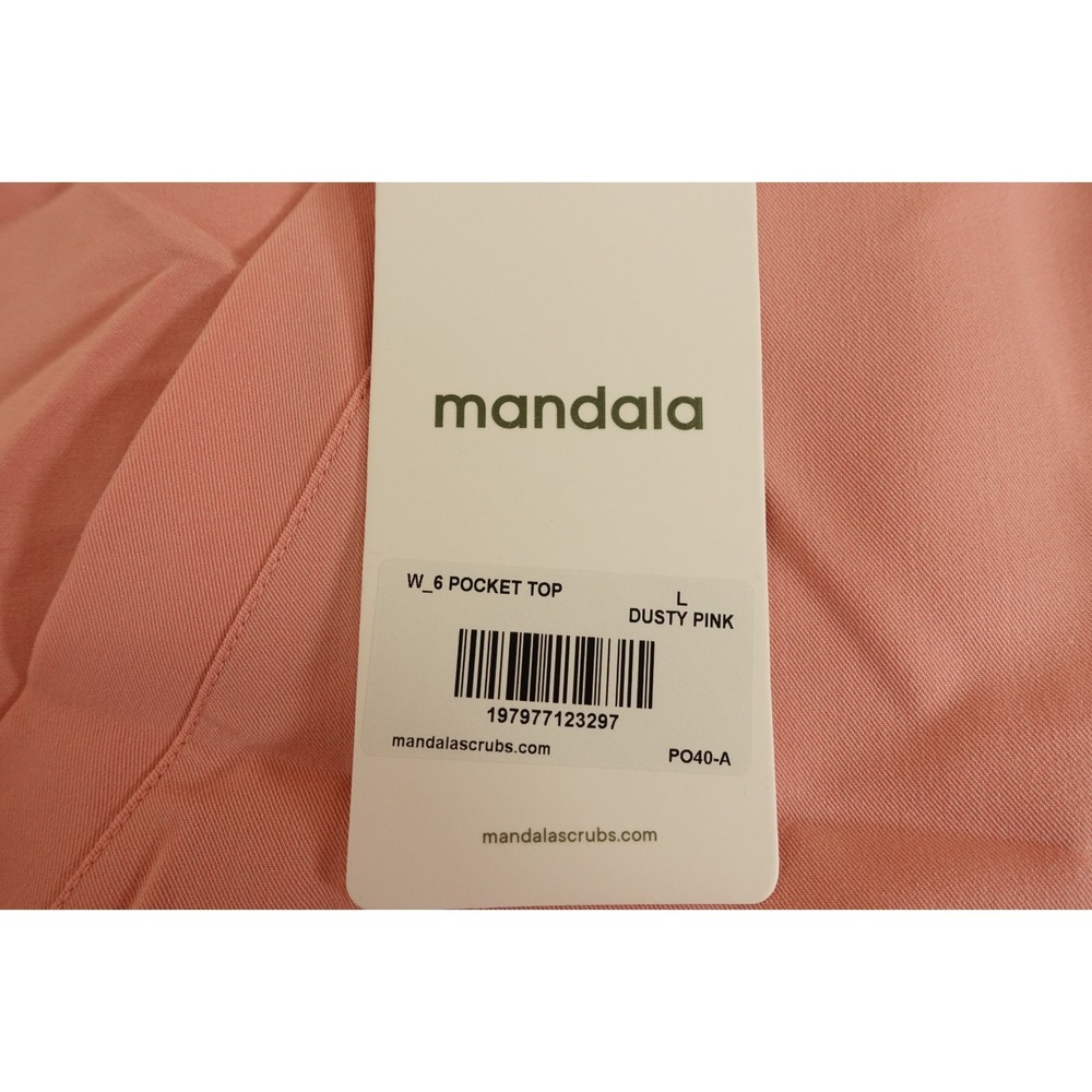 Mandala Womens Size Large Dusty Pink Short Sleeve 6 Pocket V Neck Scrub Top NWT - Picture 3 of 11